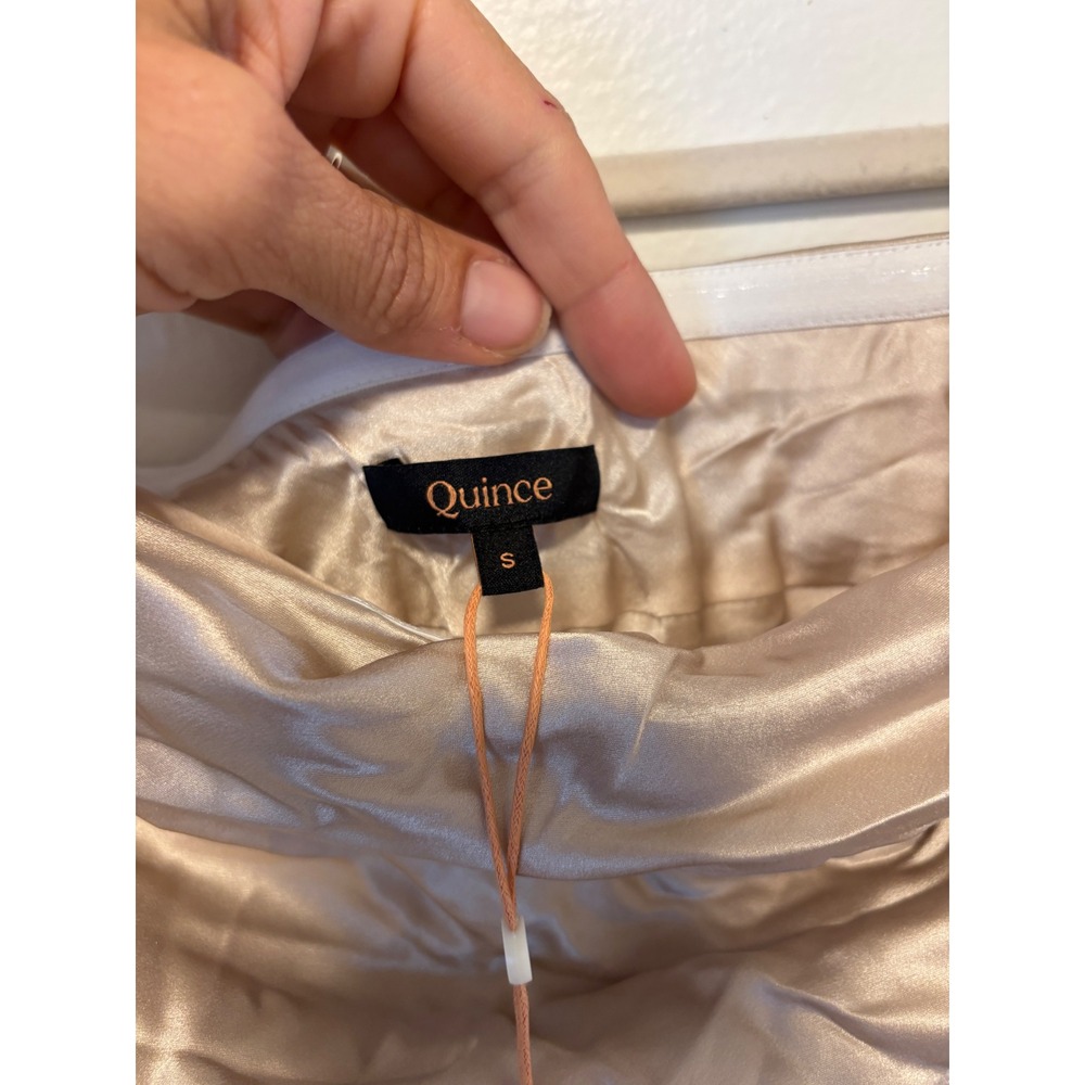 NWT Quince 100% Washable Silk Strapless Midi Dress Champagne Small - Picture 5 of 8